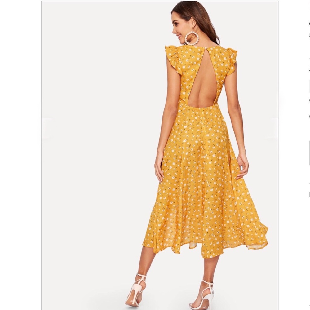 Final sale! Open back chiffon dress - Picture 2 of 14